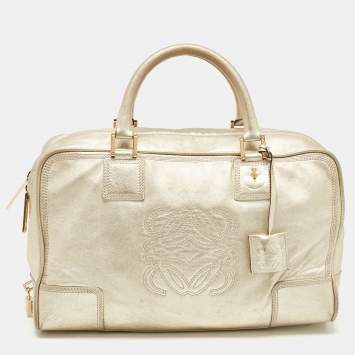 Pre Owned Loewe Gold Leather Amazona 36 Satchel