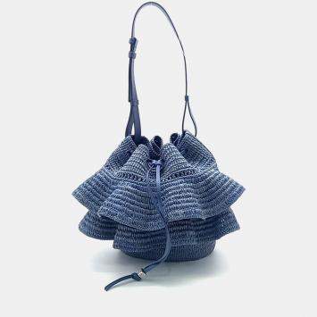 Pre Owned Loewe Raffia Balloon Ruffle Bag