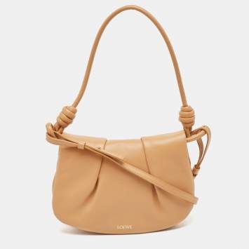 Pre Owned Loewe Beige Leather Paseo Shoulder Bag