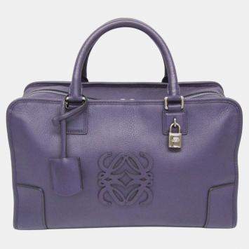 Pre Owned Loewe  Purple Leather Amazona 36 Handbag