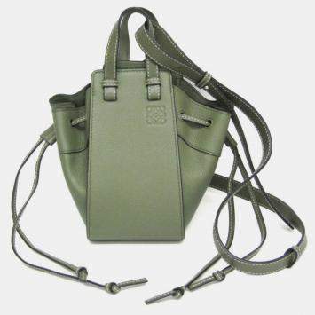 Pre Owned Loewe Green Leather Hammock Drawstring Mini Shoulder Bag