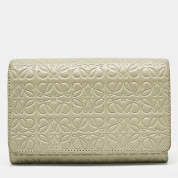 Loewe Sea Green Anagram Embossed Leather Repeat Compact Wallet