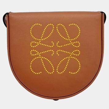 Pre Owned Loewe Brown Leather heel pouch mini crossbody bag