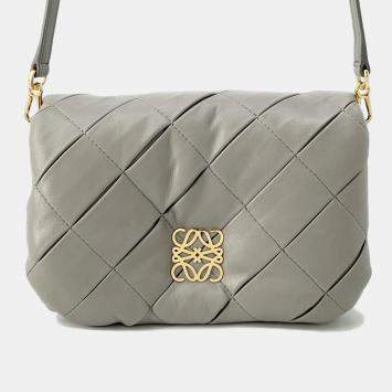Loewe Pearl Grey Lambskin Goya Puffer Shoulder Bag 