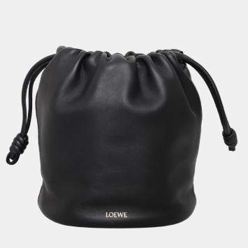 Pre Owned Loewe Black Leather Flamenco Small Bucket Bag