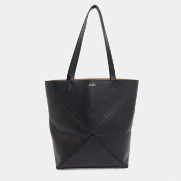 Loewe Puzzle Fold Tote Black Leather Size Medium