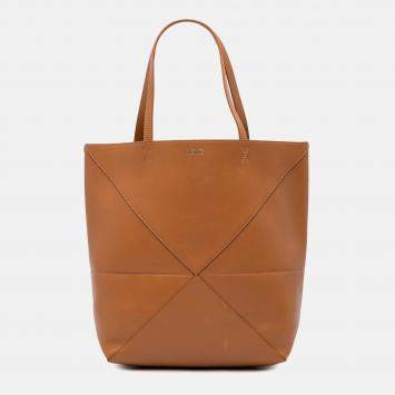 Loewe Brown Medium Shiny Calfskin Puzzle Fold Tote