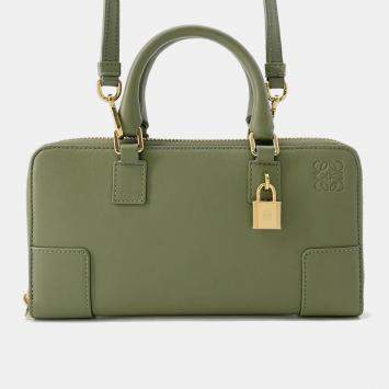 Pre Owned Loewe Amazona Green Leather Shoulder Bag