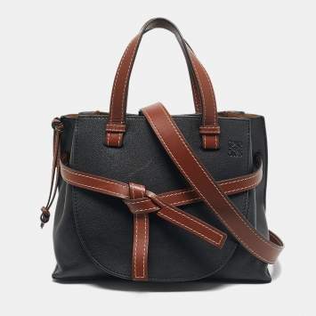 Pre Owned Loewe Black/Brown Leather Small Gate Tote