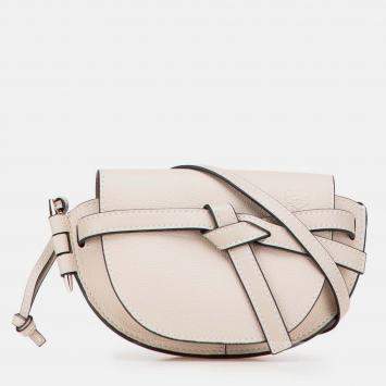 Pre Owned Loewe Beige Mini Leather Gate Crossbody