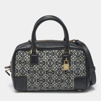 Pre Owned Loewe Black Jacquard Canvas and Leather Amazona 23 Bag
