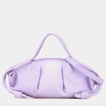 Pre Owned Loewe Purple Small Shiny Calfskin Paseo Satchel
