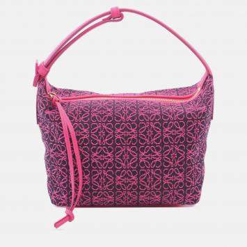 Pre Owned Loewe Pink/Purple Small Anagram Canvas Cubi Bag
