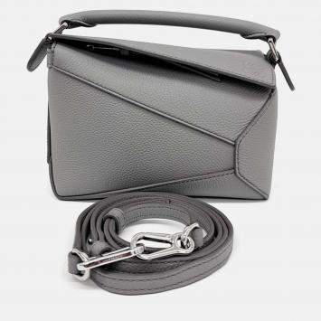 Pre Owned Loewe Grey Leather Puzzle Bag Mini