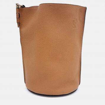 Pre Owned Loewe Brown Leather Gate Anagram Bucket Bag