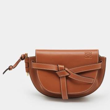 Pre Owned Loewe Brown Leather Mini Gate Dual Bag