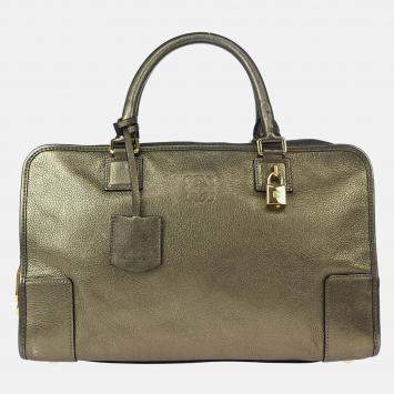 Pre Owned Loewe Amazona 36 Metallic Leather Handbag