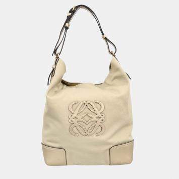 Pre Owned Loewe Beige Hobo Shoulder Bag