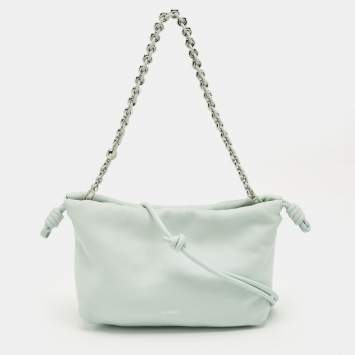 Pre Owned Loewe Mint Green Leather Medium Flamenco Bag