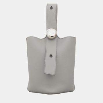 Pre Owned Mini Pebble Leather Bucket Crossbody Bag