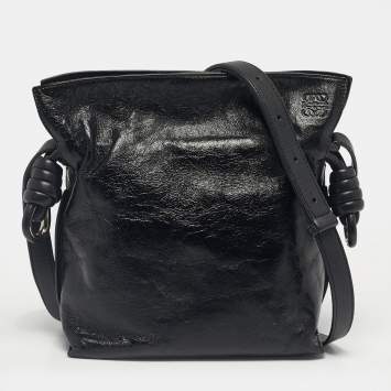 Pre Owned Loewe Black Leather Flamenco Shoulder Bag