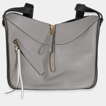 Pre Owned Loewe Grey Black Calfskin Medium Hammock Shoulder Bag