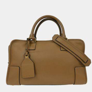 Pre Owned Loewe Brown Leather Amazona 36 2way Handbag