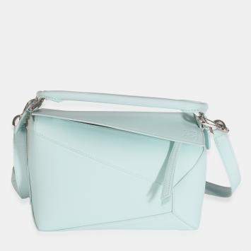 Pre Owned Loewe Blue Iceberg Classic Calfskin Small Puzzle Edge Bag