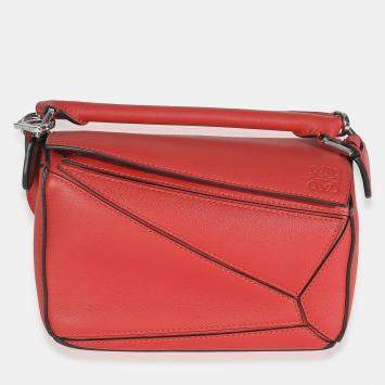 Pre Owned Loewe Scarlet Calfskin Mini Puzzle Bag