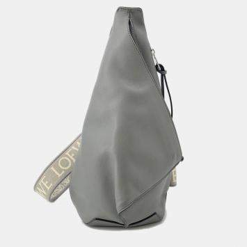 Pre Owned Loewe Anton Sling Bag Gray Leather