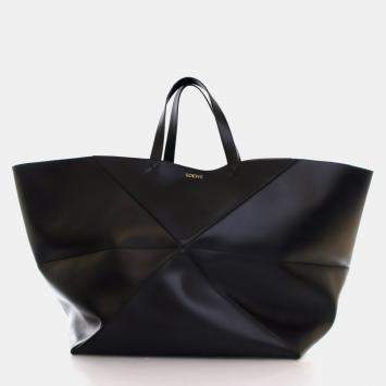 Pre Owned Loewe XXL Black Calfskin Puzzle Fold Tote