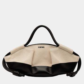 Pre Owned حقيبة لويفي بيج/أسود جلد عجل لامع وقماش باسي صغير