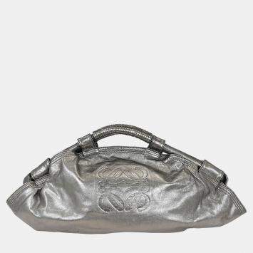 Pre Owned Loewe Metallic Silver Lambskin Nappa Aire Tote Bag