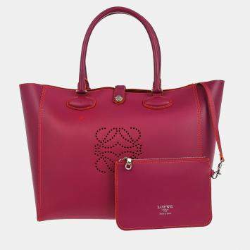 Pre Owned Loewe Leo Pink Calfskin Leather Tote Bag