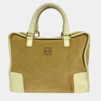 Pre Owned Loewe Brown Suede Calfskin Leather Shoulder Bag