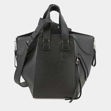 Pre Owned Loewe Hammock Bag Black Classic Calf Leatherleather Size Compact