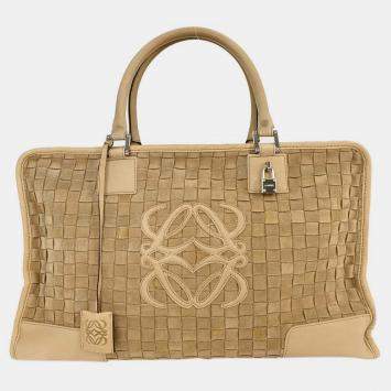 مملوكة مسبقًا Loewe Beige Suede Amazona 44 Handbag