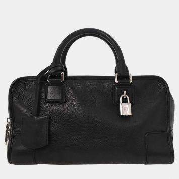 Pre Owned Loewe Black Leather Amazona 28 Handbag