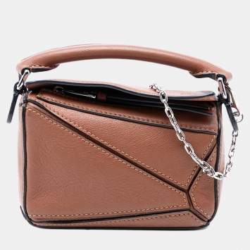 مملوكة مسبقًا Loewe Brown Nano Calfskin Puzzle Satchel
