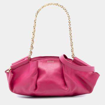 Pre Owned Loewe Pink Leather Paseo Chain Satchel