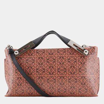 Pre Owned Loewe Black, Pink Small Repeat Anagram Leather Missy Satchel