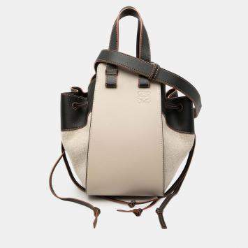 مملوكة مسبقًا Loewe Beige Small Leather and Canvas Hammock Bag