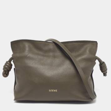 مملوكة مسبقًا Loewe Flamenco Mini Dark Green Leather Clutch