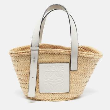 Pre Owned حقيبة يد لويفي رافيا وكريم جلد وأبيض صغيرة