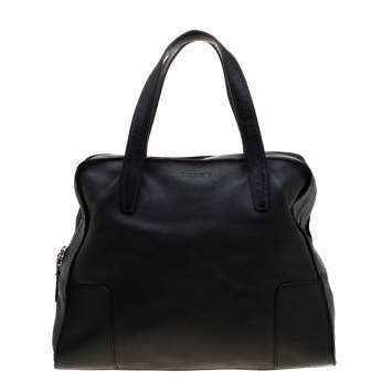 Pre Owned Loewe Black Leather Zipper Tote