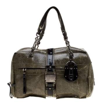 Pre Owned Loewe Python and Leather Big Bear Padlock Satchel 