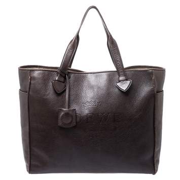 Pre Owned Loewe Dark Brown Leather Heritage Shopper Tote