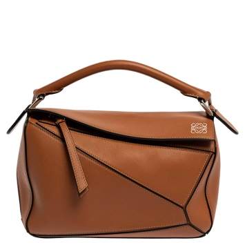 Pre Owned Loewe Brown Leather Small Puzzle Shoulder Bag