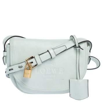 Pre Owned Loewe White Leather Mini Logo Crossbody Bag