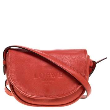 Pre Owned Loewe Coral Leather Heritage Crossbody Bag
